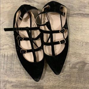Black velvet flats